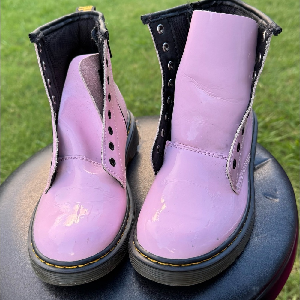 Dr. Martens Pink Combat Boots with Chunky Sole